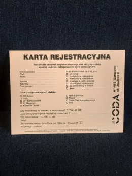 Karta rejestracyjna CODA