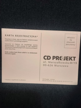 Karta rejestracyjna CD Projekt